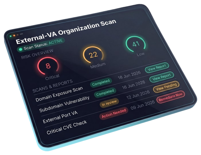External vulnerability scan control panel